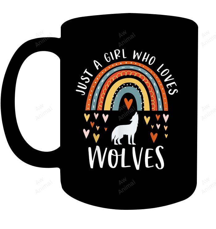 Just A Girl Who Loves Wolves Rainbow Gifts For Wolf Lover Mug