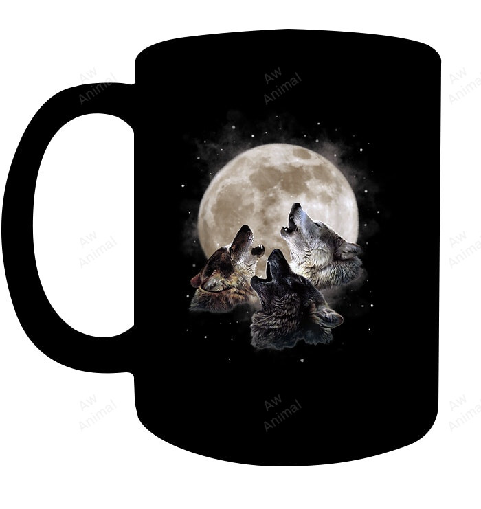 Three Wolves Howling At The Moon Mug