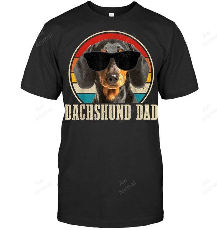 Dachshund Dad Vintage Sunglasses Funny Doxie Wiener Dog Men Tank Top V-Neck T-Shirt