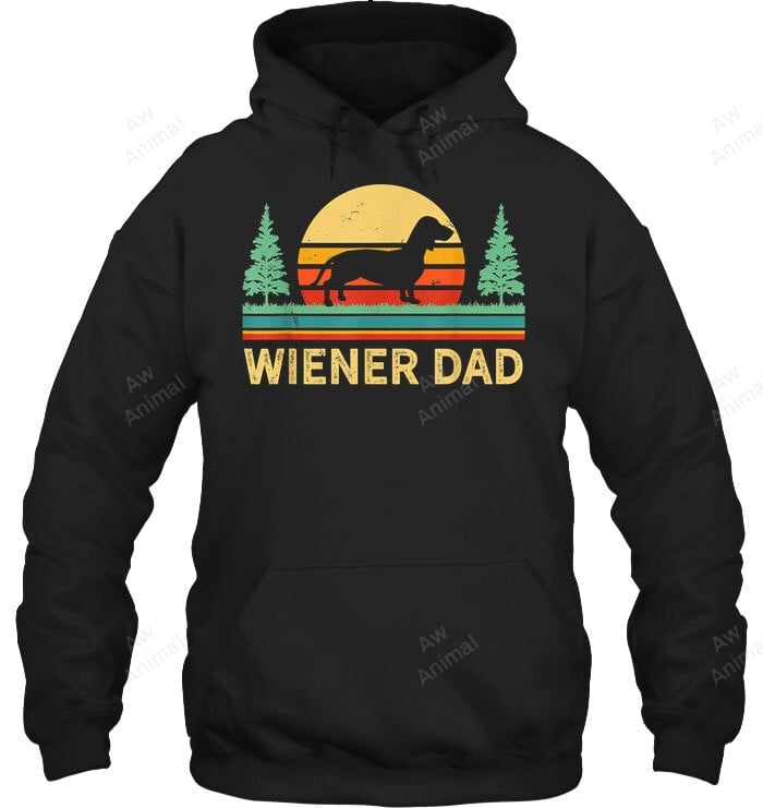 Cute Retro Wiener Dog Dad Father Dachsund Weiner Sweatshirt Hoodie Long Sleeve