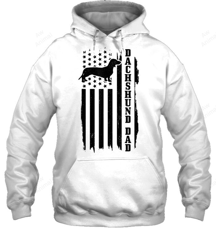 Dachshund Dad Vintage American Flag Patriotic Weiner Dog Sweatshirt Hoodie Long Sleeve