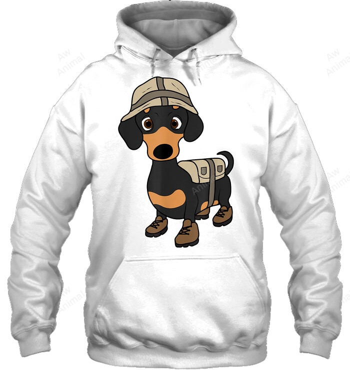 Funny Dachshund Dog Hiking Camping Sweatshirt Hoodie Long Sleeve