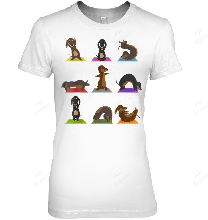 Yoga Dachshund Funny Meditation Dog Lover Zen Women Tank Top V-Neck T-Shirt