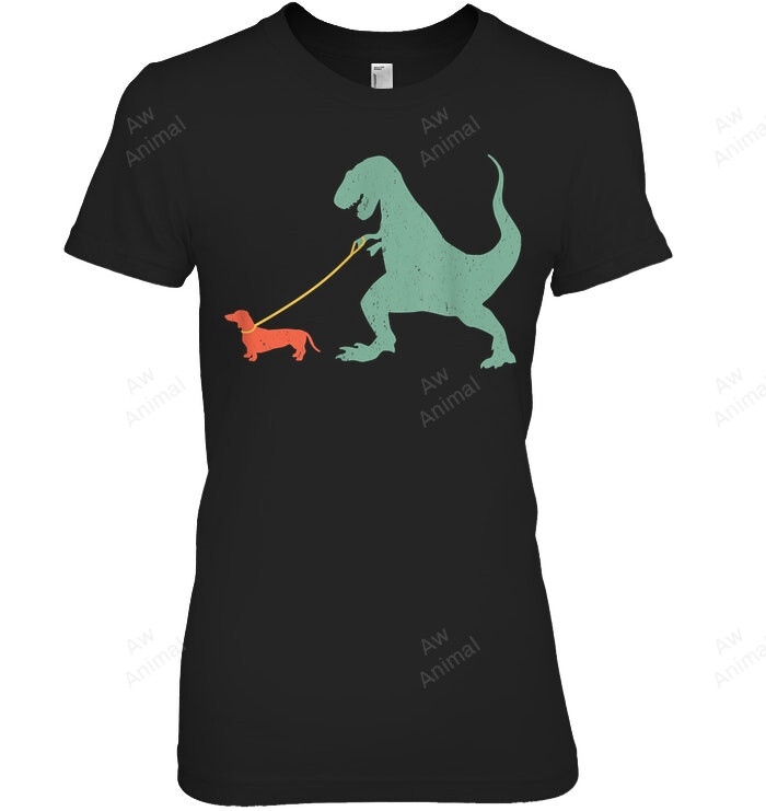 Cute Dachshund Dinosaur Funny Wiener Dog Women Tank Top V-Neck T-Shirt