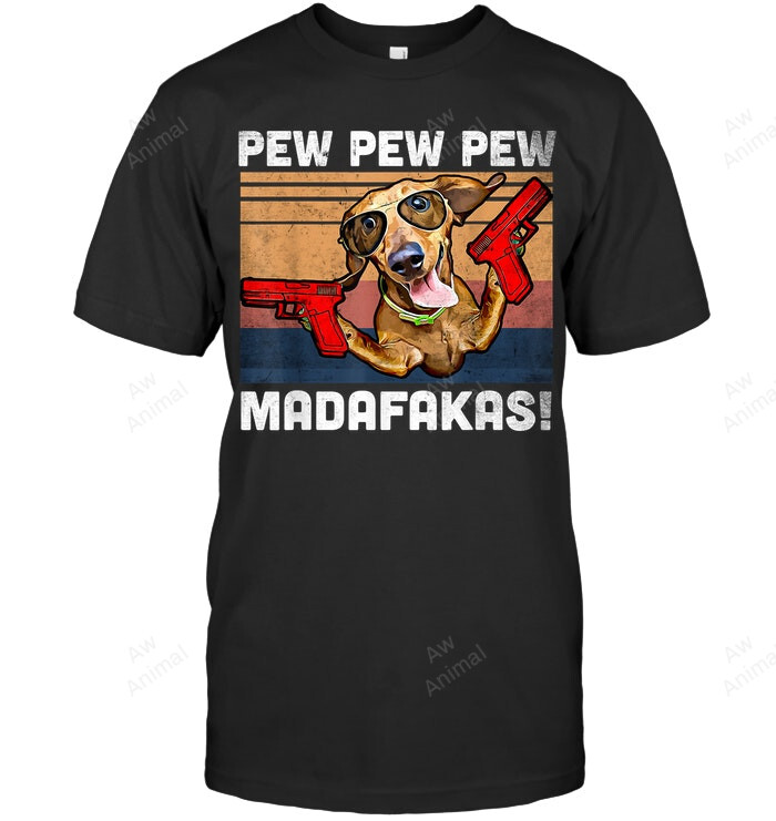 Dachshund Pew Pew Madafakas Vintage Weiner Dog Pew Men Tank Top V-Neck T-Shirt