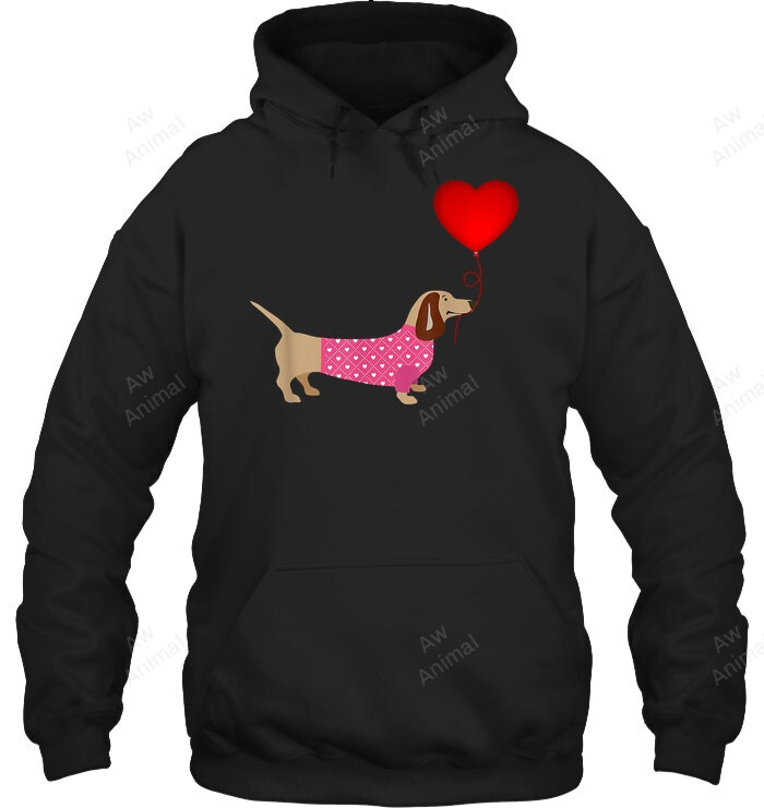 Valentines Weiner Daschund Doxie In Dog Dress Sweatshirt Hoodie Long Sleeve