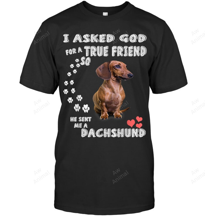 I Asked God True Friend He Sent Me A Dachshund Men Tank Top V-Neck T-Shirt