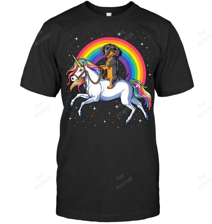 Dachshund Unicorn Girls Space Galaxy Rainbow Dog Men Tank Top V-Neck T-Shirt