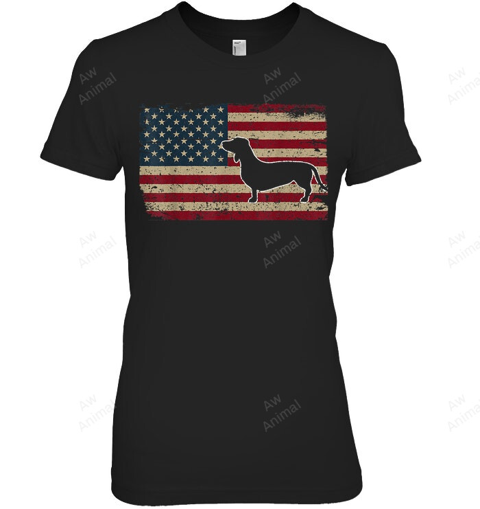 Dachshund America Flag Patriotic Weiner Dog Women Tank Top V-Neck T-Shirt
