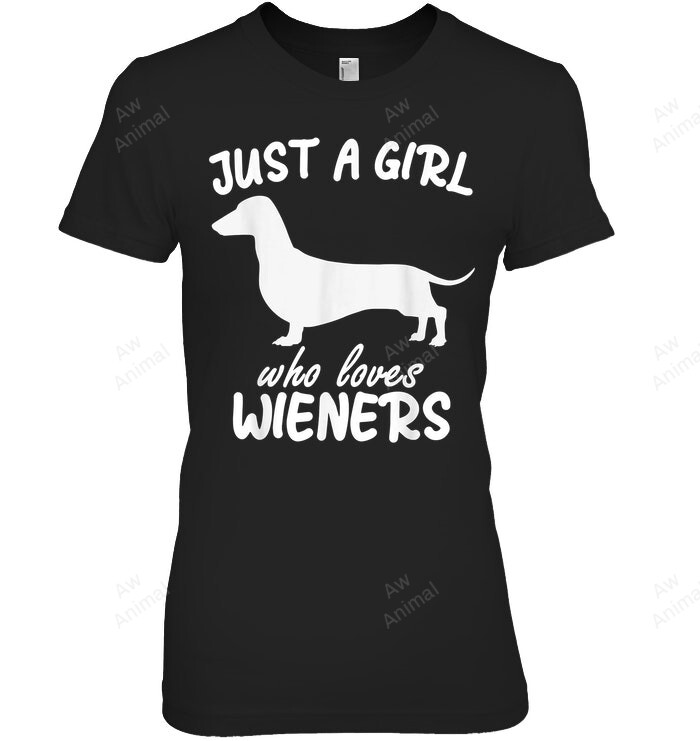 Just A Girl Who Loves Wieners Funny Dachshund Dog Vintage Women Tank Top V-Neck T-Shirt