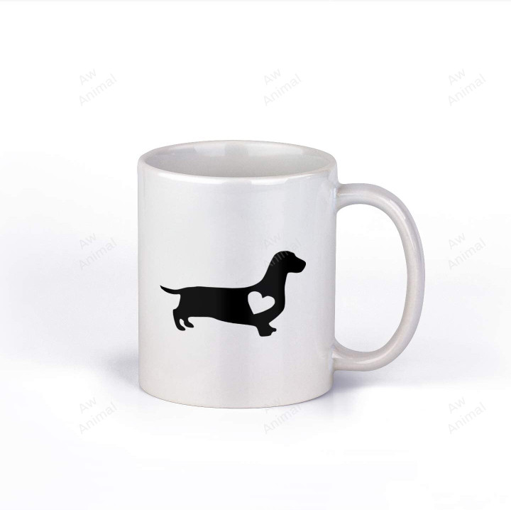 Dachshund With Heart Ceramic Coffee Mug
