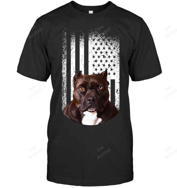 Pitbull Dog American Flag Pitbull Terrier Dog Lover Sweatshirt Hoodie Long Sleeve Men Women T-Shirt