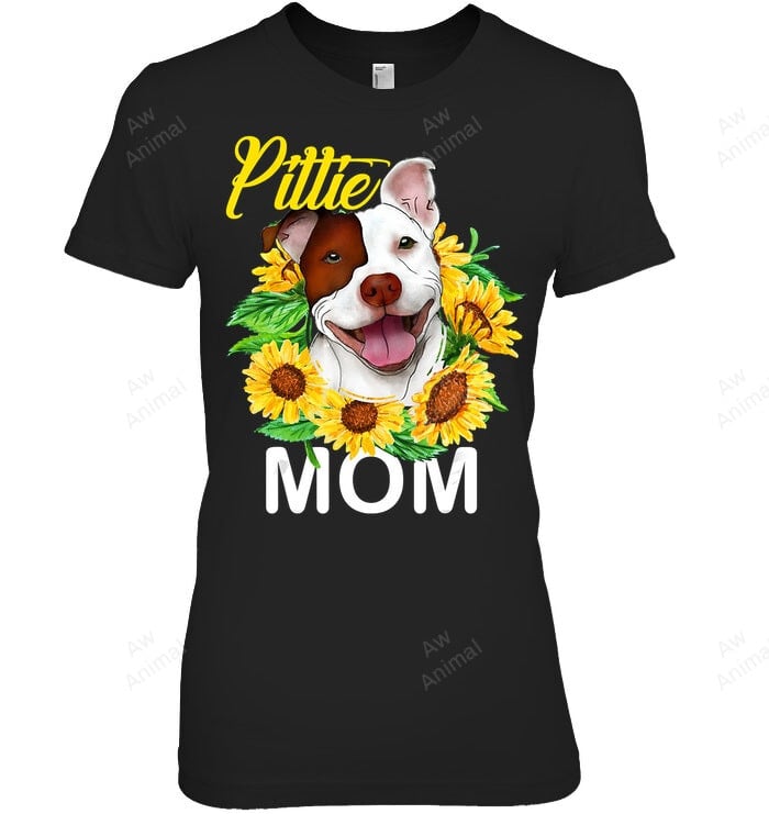 Pitbull Pittie Mom With Sunflower Women Sweatshirt Hoodie Long Sleeve T-Shirt