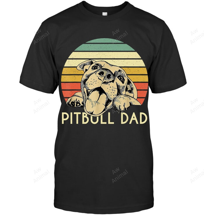Pitbull Dad Vintage Style Men Sweatshirt Hoodie Long Sleeve T-Shirt