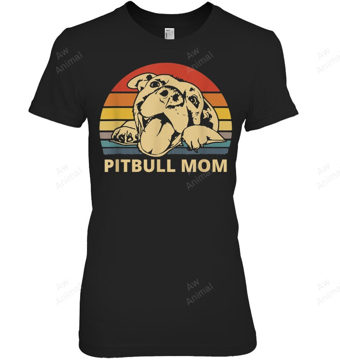 Pitbull Mom With Cute Pitty Face Funny Pitbull Mom Women Sweatshirt Hoodie Long Sleeve T-Shirt
