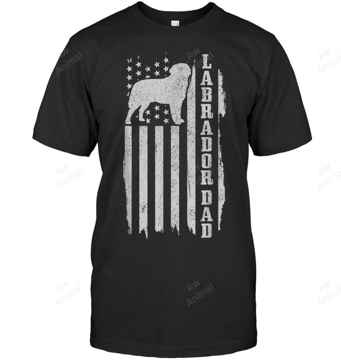 S Labrador Dad Vintage American Flag Patriotic Black Lab Dog Men Sweatshirt Hoodie Long Sleeve T-Shirt