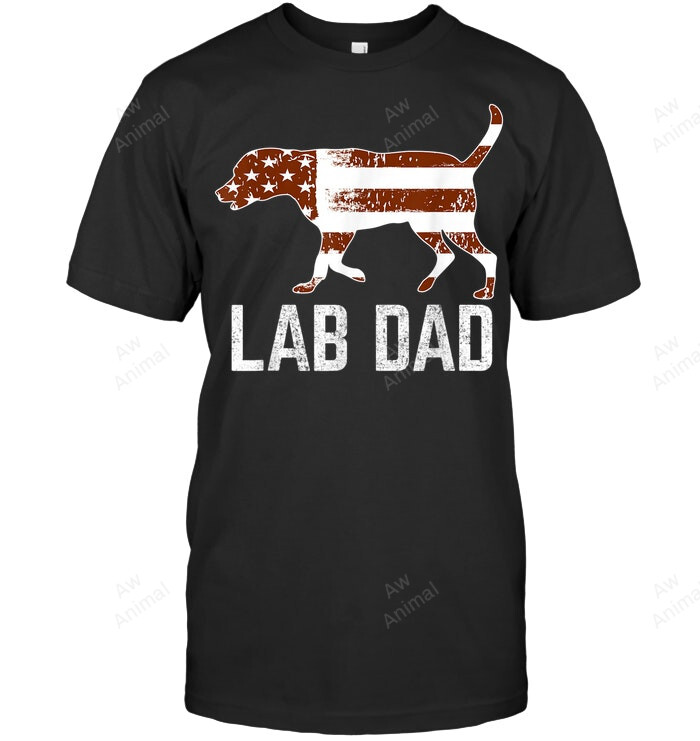 Chocolate Lab Dad Vintage Patriotic Labrador American Flag Men Sweatshirt Hoodie Long Sleeve T-Shirt