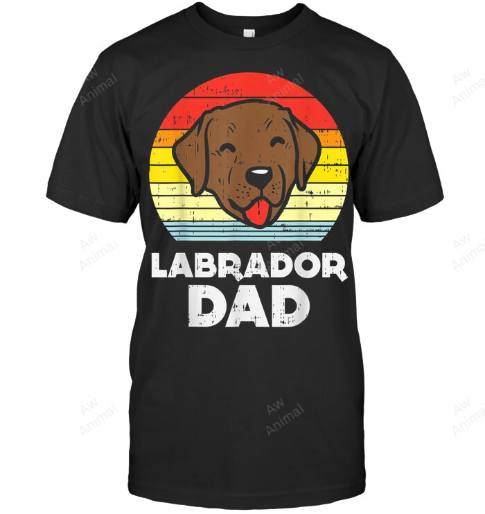 Chocolate Labrador Dad Sunset Retro Dog Lover Owner Men Sweatshirt Hoodie Long Sleeve T-Shirt