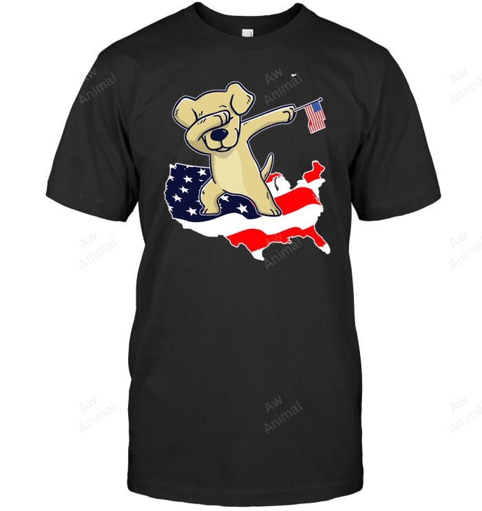 American Flag With Dabling Labrador Retriever Sweatshirt Hoodie Long Sleeve Men Women T-Shirt