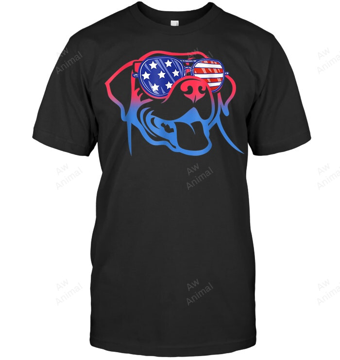 4th Of July Patriotic Labrador Dog American Flag Sweatshirt Hoodie Long Sleeve Men Women T-Shirt