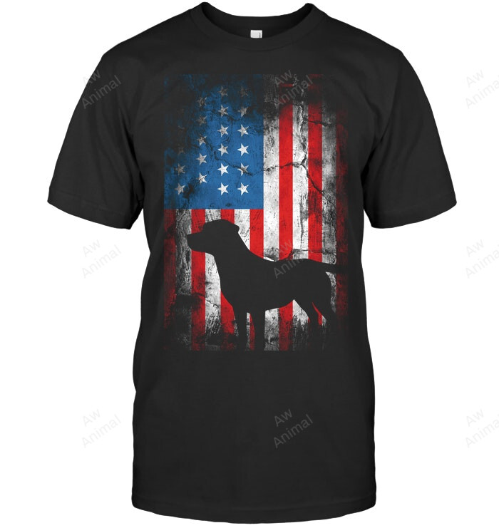 Vintage Labrador American Usa Flag For Dog Lover Sweatshirt Hoodie Long Sleeve Men Women T-Shirt
