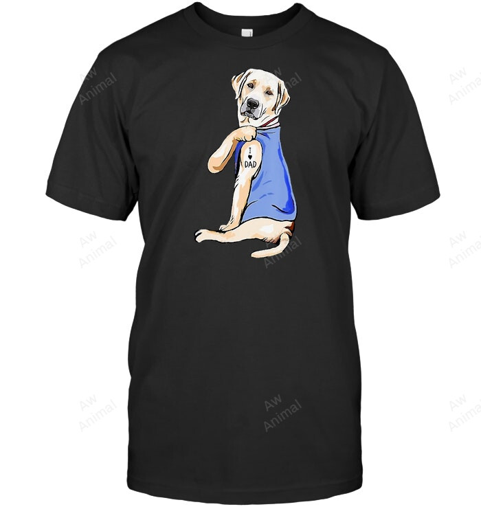 Labrador Tattoo I Love Dad Funny Dog Labrador Fathers Day Men Sweatshirt Hoodie Long Sleeve T-Shirt