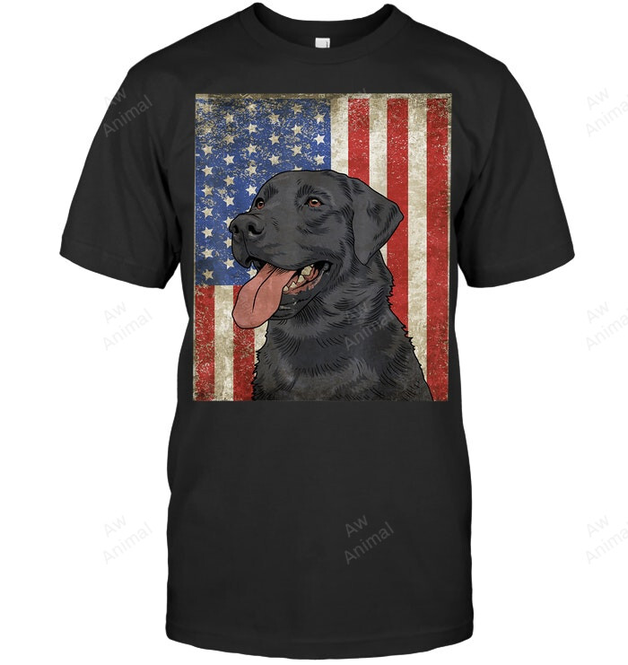 Black Labrador Retriever American Flag Usa Duck Hunter Sweatshirt Hoodie Long Sleeve Men Women T-Shirt