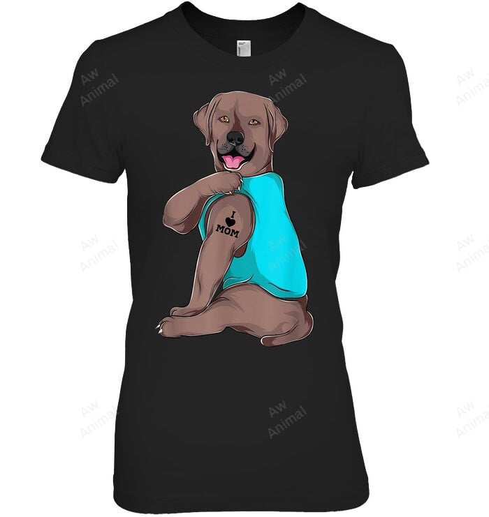 Labrador Retriever I Love Mom Tattoo Women Sweatshirt Hoodie Long Sleeve T-Shirt