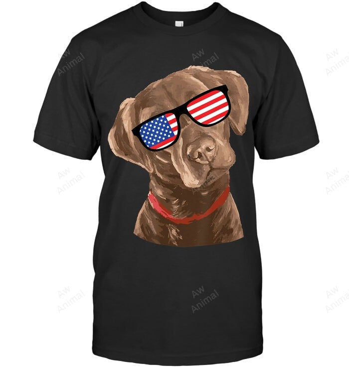 Funny Chocolate Labrador American Flag 4th Of July Sweatshirt Hoodie Long Sleeve Men Women T-Shirt