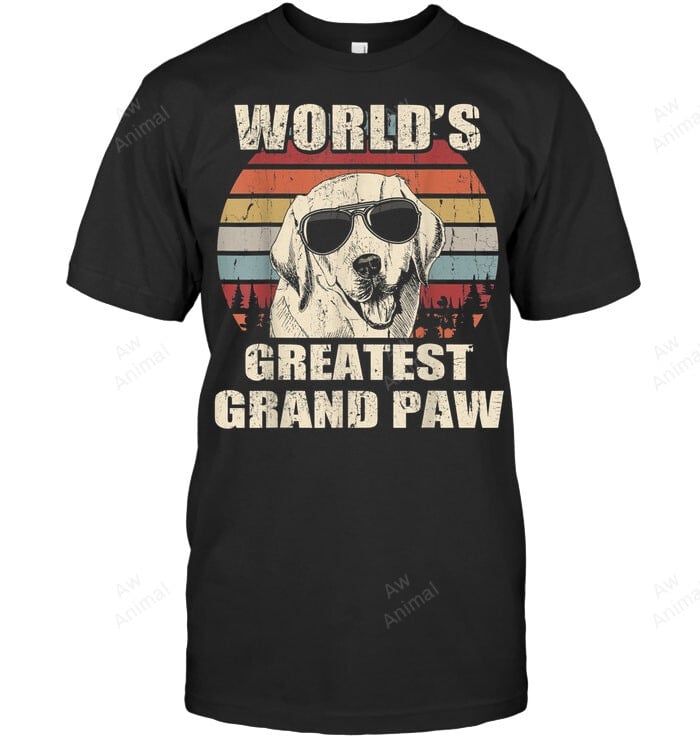 Worlds Greatest Grand Paw Labrador Vintage Retro Men Sweatshirt Hoodie Long Sleeve T-Shirt