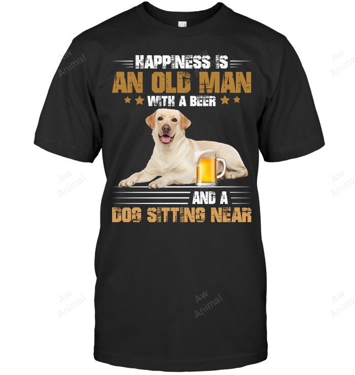 Old Man Beer And Labrador Men Sweatshirt Hoodie Long Sleeve T-Shirt