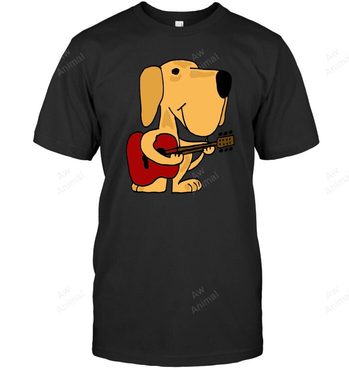 Labrador Cartoon Playing Guitar Sweatshirt Hoodie Long Sleeve Men Women T-Shirt
