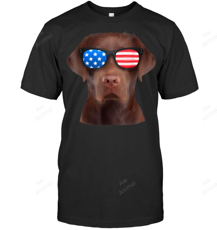 Chocolate Labrador Usa American Flag 4th Of July Sweatshirt Hoodie Long Sleeve Men Women T-Shirt