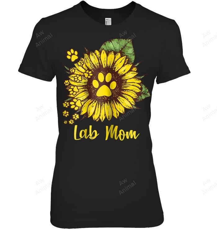 Sunflower Labrador Mom Cute Paw Prints Women Sweatshirt Hoodie Long Sleeve T-Shirt