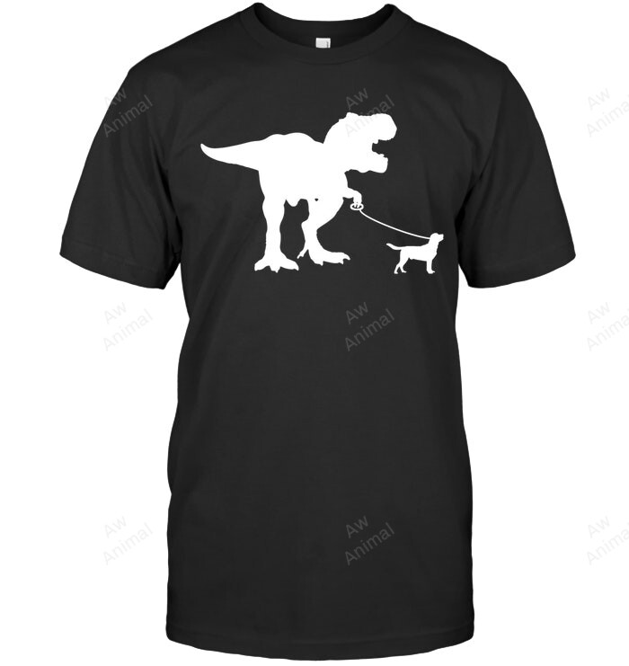 T Rex Walking Lab Labrador Retriever Tyrannosaurs T Rex Dog Sweatshirt Hoodie Long Sleeve Men Women T-Shirt