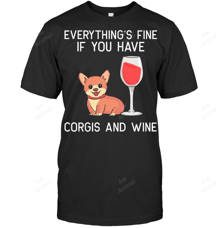 Corgie Wine Welsh Corgi Dog Red Wine Lover Sweatshirt Hoodie Long Sleeve Men Women T-Shirt