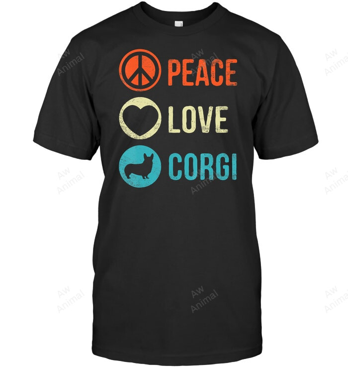 Peace Love Corgi Dog Lover Pet Owner Puppy Sweatshirt Hoodie Long Sleeve Men Women T-Shirt