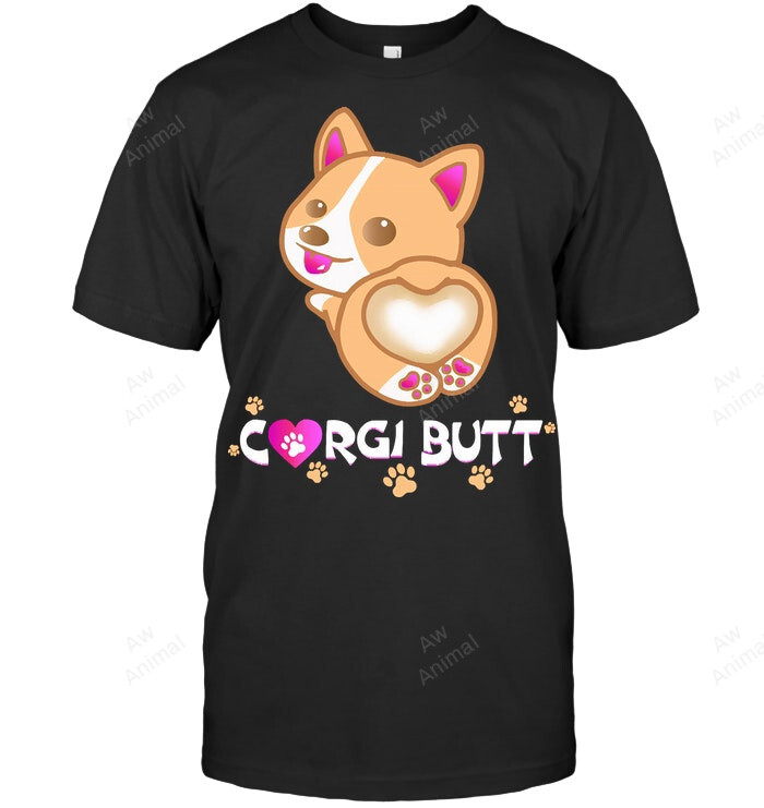 Corgi Butt Dog Breed Cute Pink Paw Prints Sweatshirt Hoodie Long Sleeve Men Women T-Shirt
