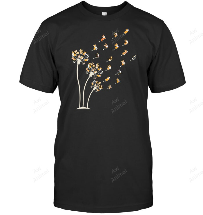 Corgi Flower Fly Dandelion Funny Cute Dog Lover Welsh Corgis Sweatshirt Hoodie Long Sleeve Men Women T-Shirt