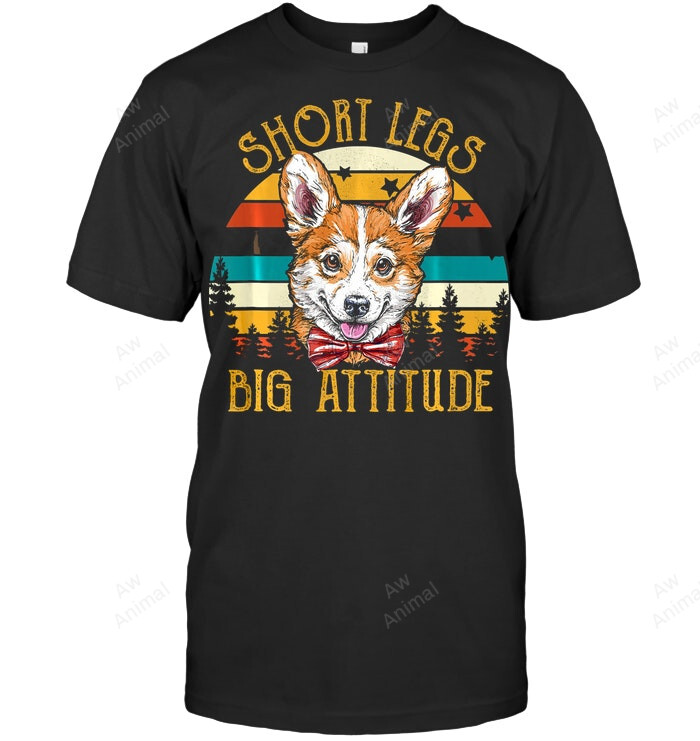 Short Legs Big Attitude Funny Corgi Vintage Dog Sweatshirt Hoodie Long Sleeve Men Women T-Shirt