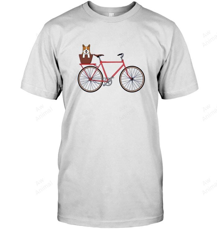 Cute Corgi On A Bicycle Sweatshirt Hoodie Long Sleeve Men Women T-Shirt