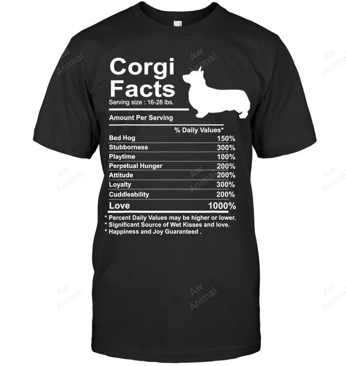 Corgi Facts Nutrition Funny Corgi Sweatshirt Hoodie Long Sleeve Men Women T-Shirt