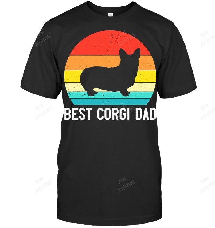 Best Corgi Dad Ever Vintage Style Men Sweatshirt Hoodie Long Sleeve T-Shirt