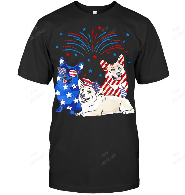 American Flag Usa 4th Of July Corgi 1 Sweatshirt Hoodie Long Sleeve Men Women T-Shirt