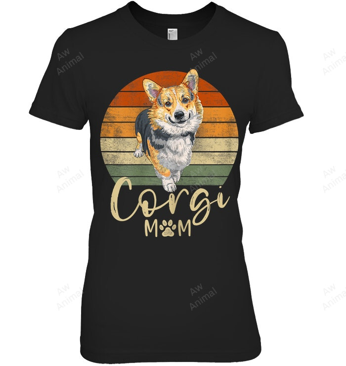 Corgi Mom Retro Sunset Corgi Lover S Dog Mama Women Sweatshirt Hoodie Long Sleeve T-Shirt