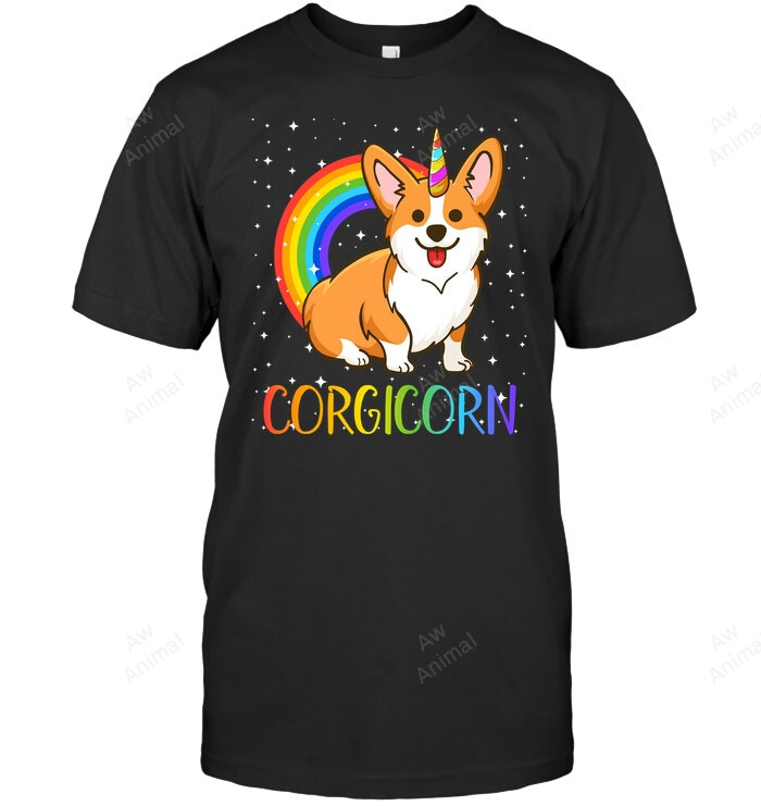 Corgi Unicorn Rainbow Sweatshirt Hoodie Long Sleeve Men Women T-Shirt