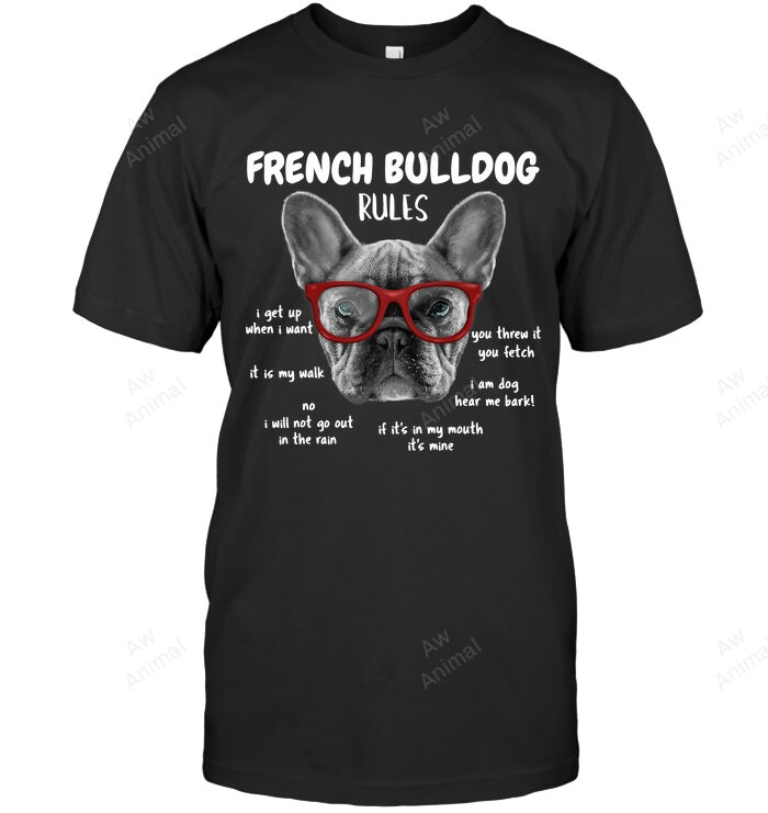 Cute Funny French Bulldog Rules Dog Kids Sweatshirt Hoodie Long Sleeve Men Women T-Shirt