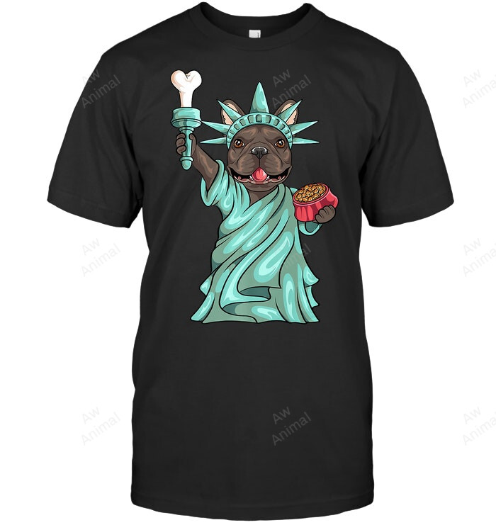 French Bulldog Statue Of Liberty Funny Sweatshirt Hoodie Long Sleeve Men Women T-Shirt