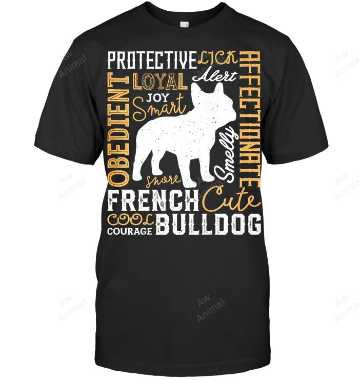 French Bulldog Typography Word Art Frenchie Dog Sweatshirt Hoodie Long Sleeve Men Women T-Shirt
