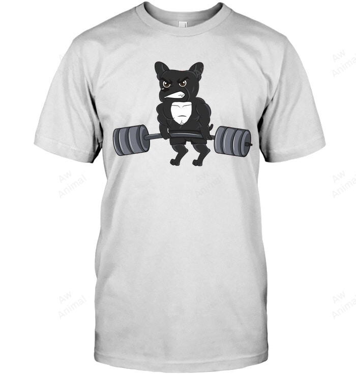 Funny French Bulldog Weightlifting Bodybuilding Sweatshirt Hoodie Long Sleeve Men Women T-Shirt